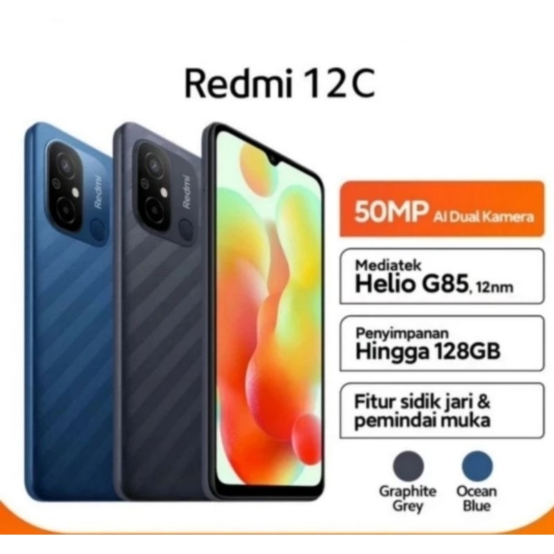 XIAOMI REDMI 12C RAM 3/32 &amp; 4/64 &amp; 4/128 GB BARU GARANSI RESMI