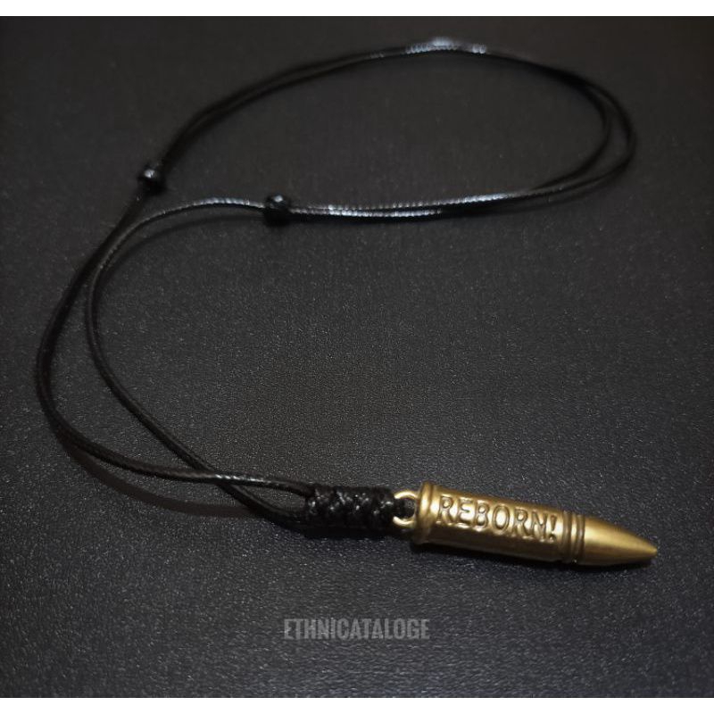 KALUNG TALI PRIA LIONTIN PELURU LOGAM BRONZE || MEN NECKLACE ROPE BULLET PENDANT