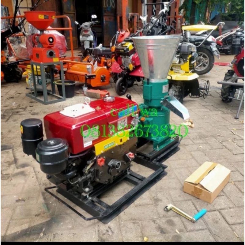 Mesin cetak pelet ikan MAHKOTA kl.150 Komplit diesel 8 hp