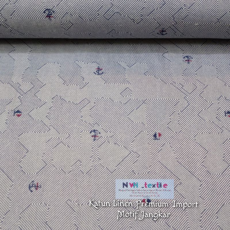 KAIN KATUN LINEN PREMIUM IMPORT MOTIF JANGKAR