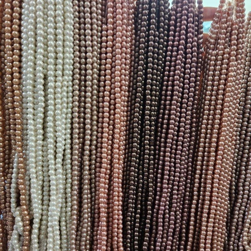 MUTIARA BERAT 4mm seri COKLAT MUTIARA SINTETIS BERAT mutiara jahit per  KALUNG