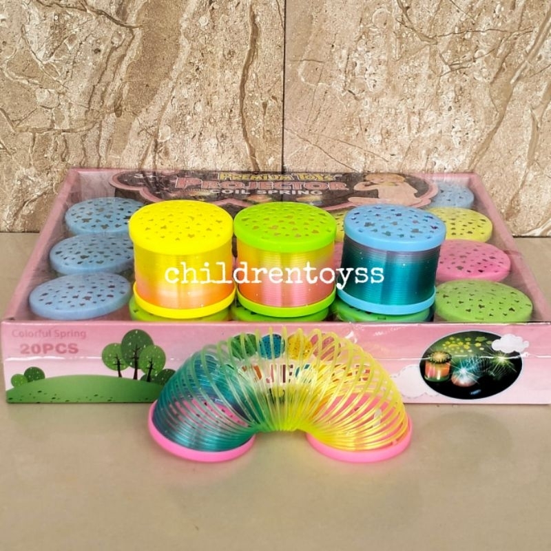 Mainan Magic Spring Ring Rainbow Led / Mainan gelang LED