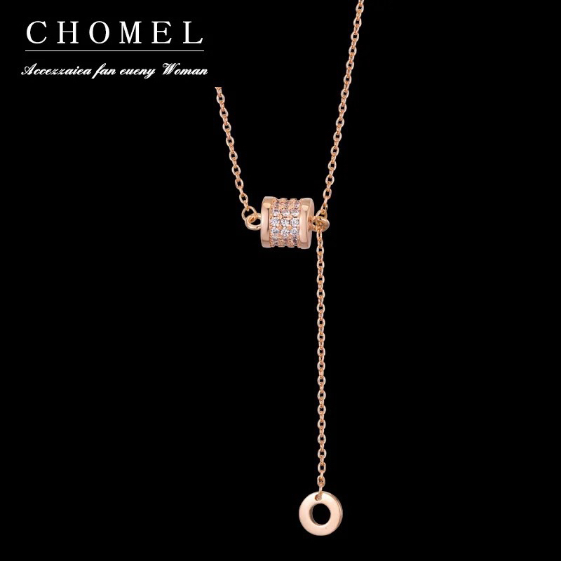 Kalung titanium juntai permata elegan gold wanita