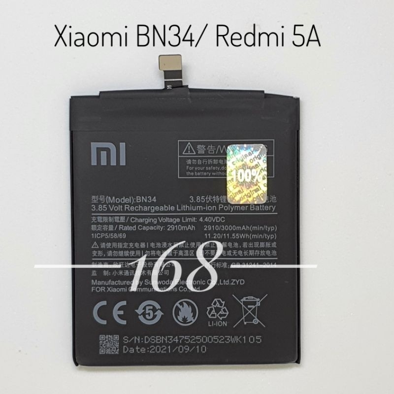 Baterai Batere Batre Batrai Xiaomi BN34 BN 34 Redmi 5A Original Battery