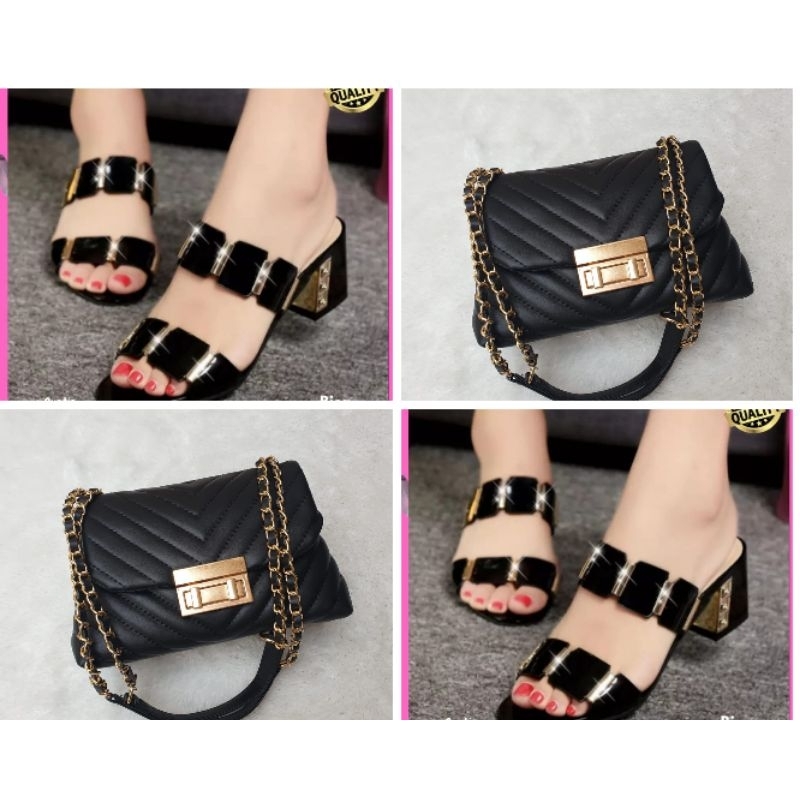 Dear Paket 1 set Tas dan Sandal pesta mewah Quality premium .