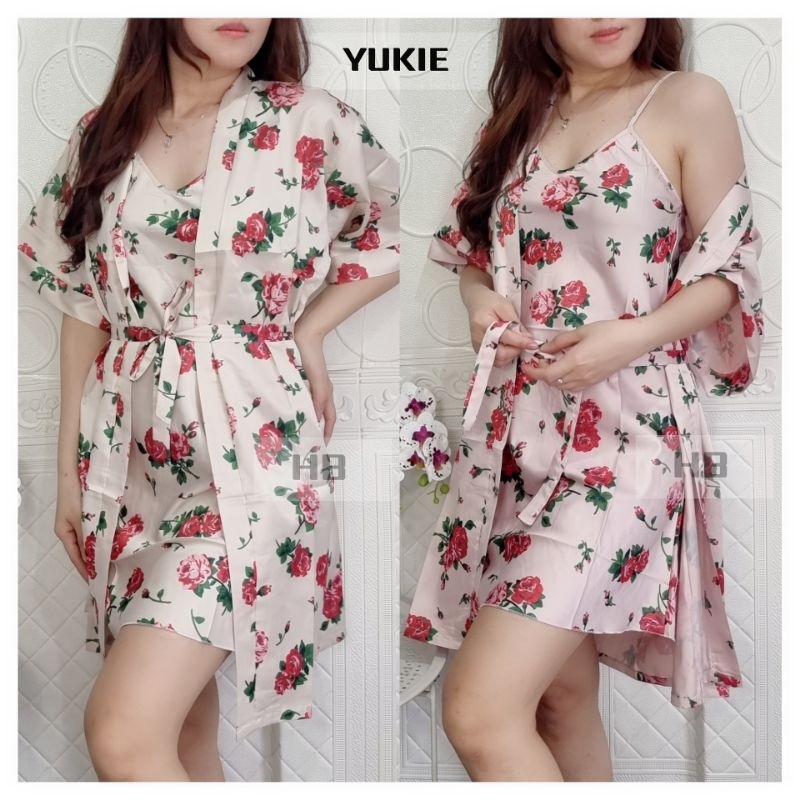 DASTER KIMONO SEXY 2IN1/ DRESS SATIN SATU TALI IMPORT PREMIUM