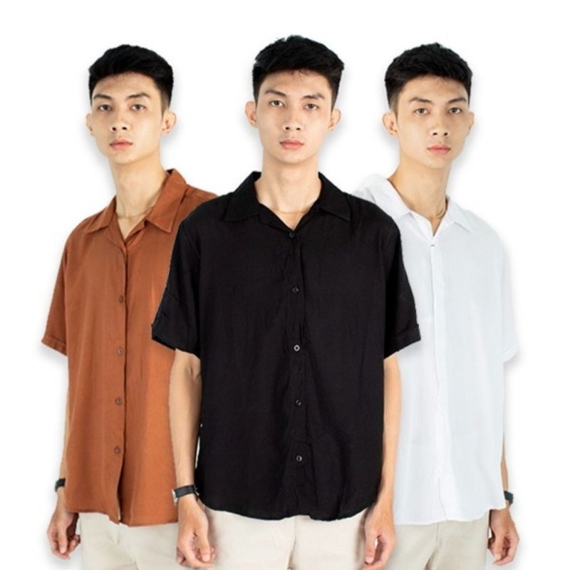 Kemeja Polos Lengan Pendek Short Shirt Kasual Casual Pria Toyobo