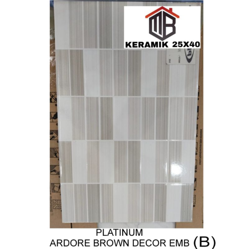 Keramik Dinding Kamar Mandi Platinum Ardore Brown Decor Embossed 25x40 kw2