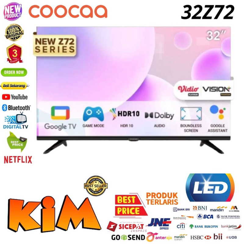 COOCAA LED TV 32 Inch 32Z72 SMART Google TV DIGITAL-Flicker Free- NEW SERIES!!!