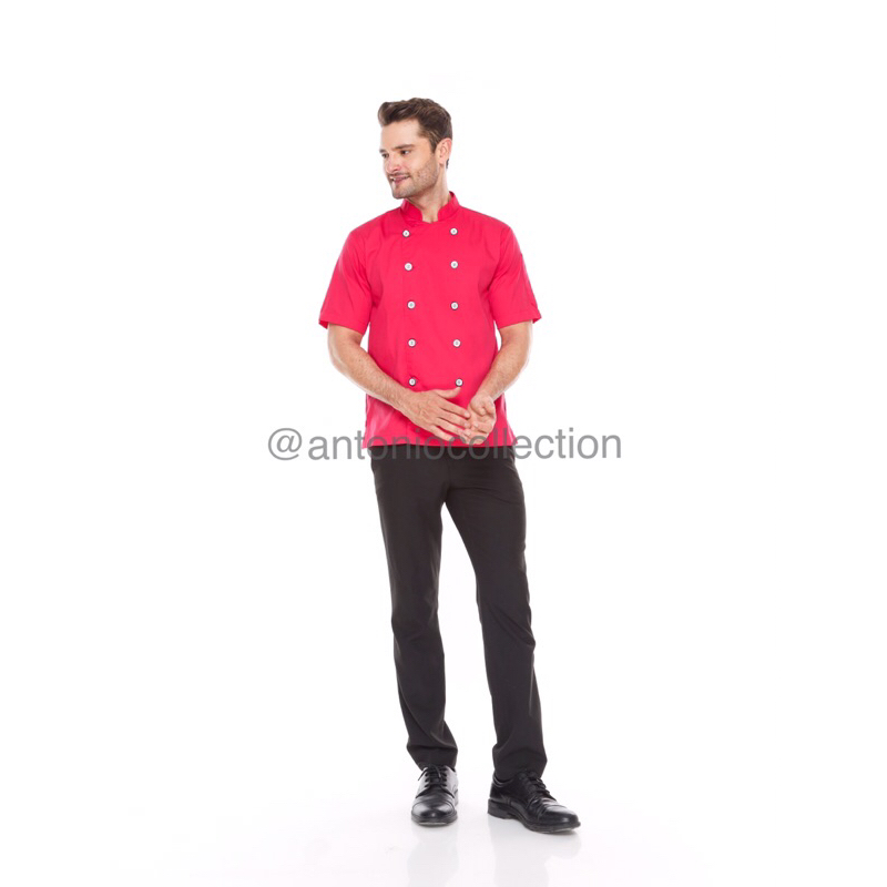 Baju Koki / Chef Jacket Pink Lengan Pendek