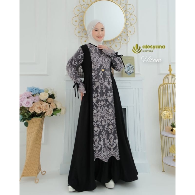Zafira dress/ gamis Alesyana/ gamis brukat/ bruklat
