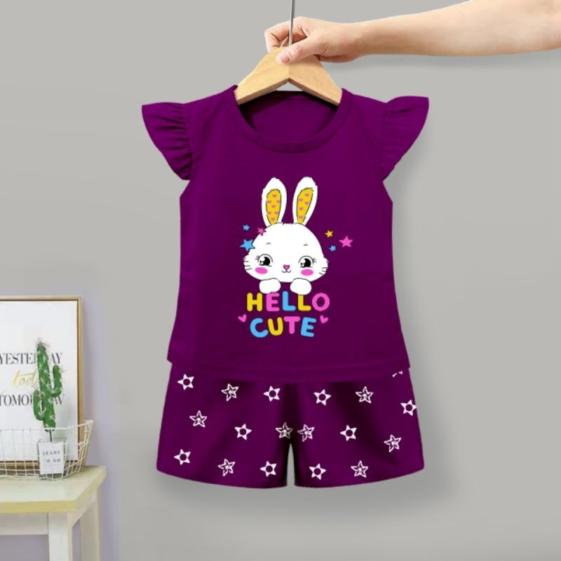 RAMORA SETELAN ANAK CEWEK /SETELAN  BAJU ANAK PEREMPUAN  / BAJU RUFFLE TEE ANAK CEWEK