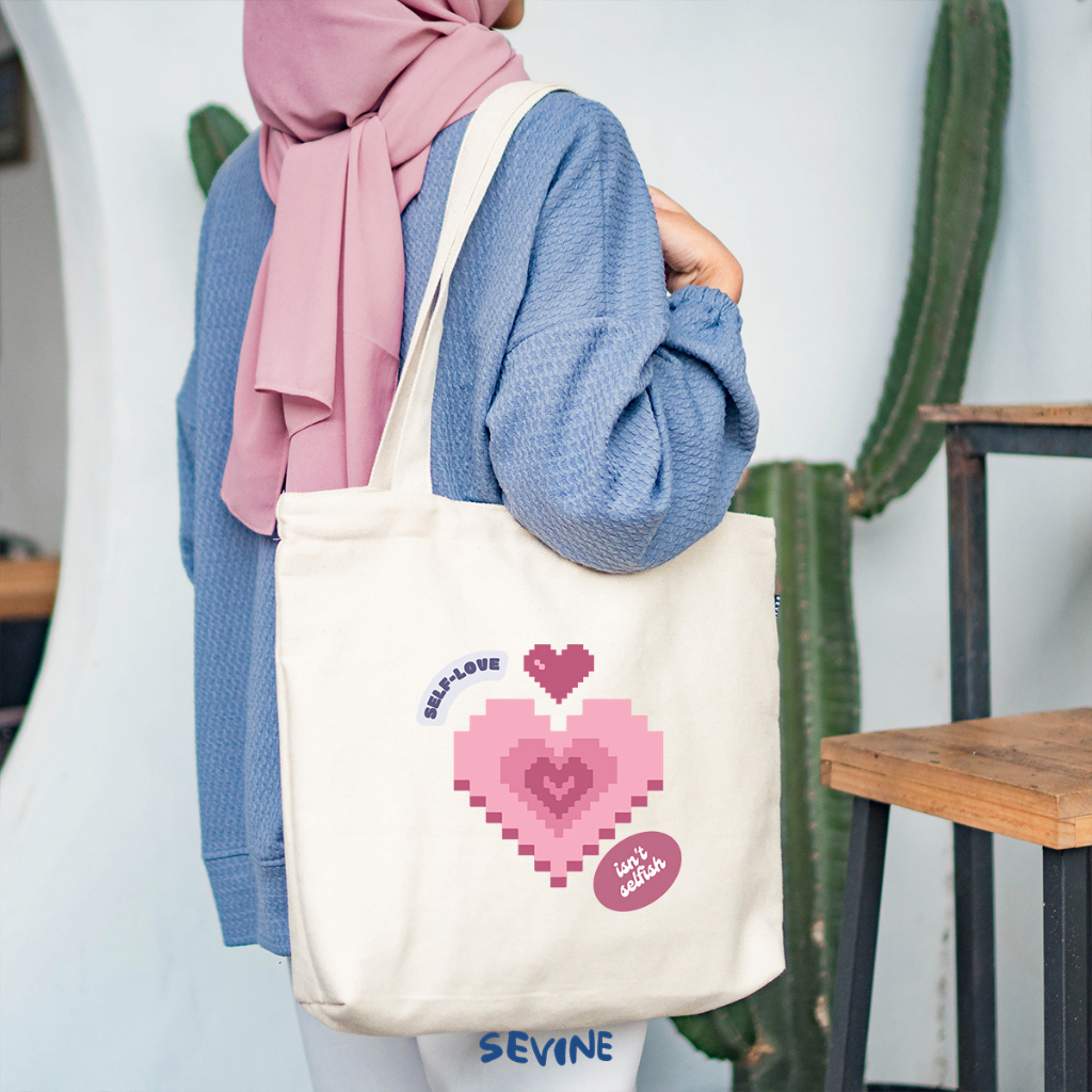 Sevine Tote Bag Kanvas Emily Resleting Kantong Tas Wanita Sekolah Kuliah Fashion Totebag Kerja Liburan Aesthetic - JF