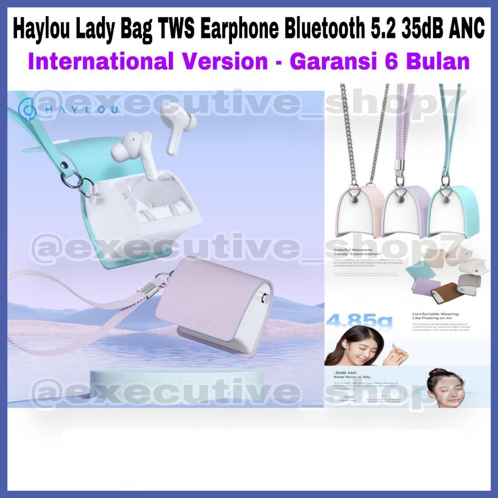 Haylou Lady Bag TWS Earphone Bluetooth 5.2 35dB ANC - International Version - Garansi 6 Bulan