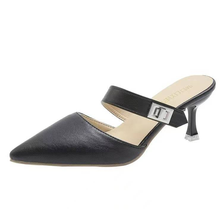 FD Sepatu Heels Wanita Import Mules Heels Hak 8cm Hils Kerja Formal Terbaru HI-049