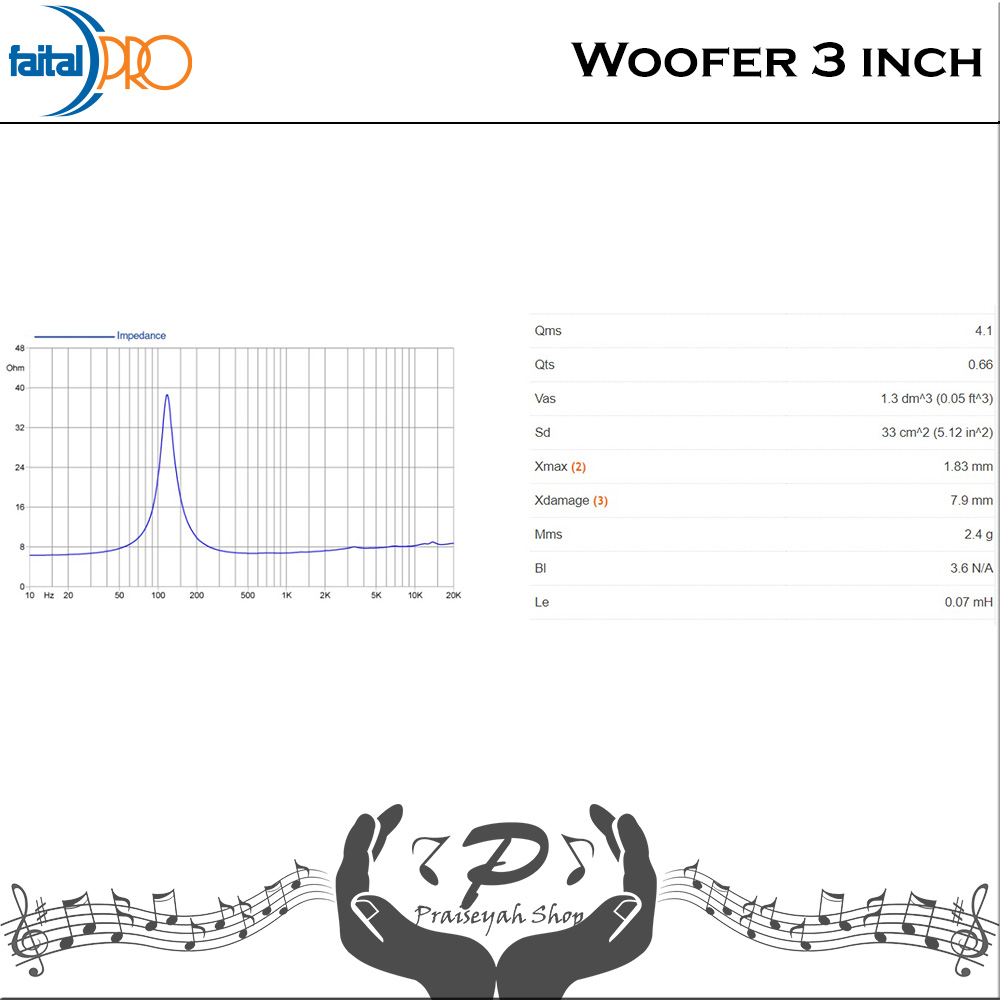 Faital Woofer Speaker Komponen 3 inch 3FE25 8 ohm Ferrite