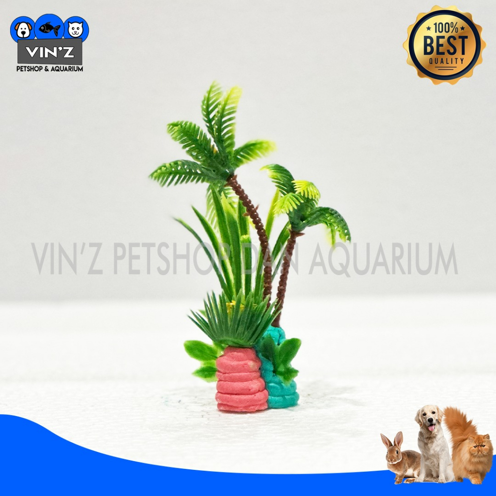Tebing Hiasan Aksesoris Aquarium Aquascape Pohon Kelapa Mini