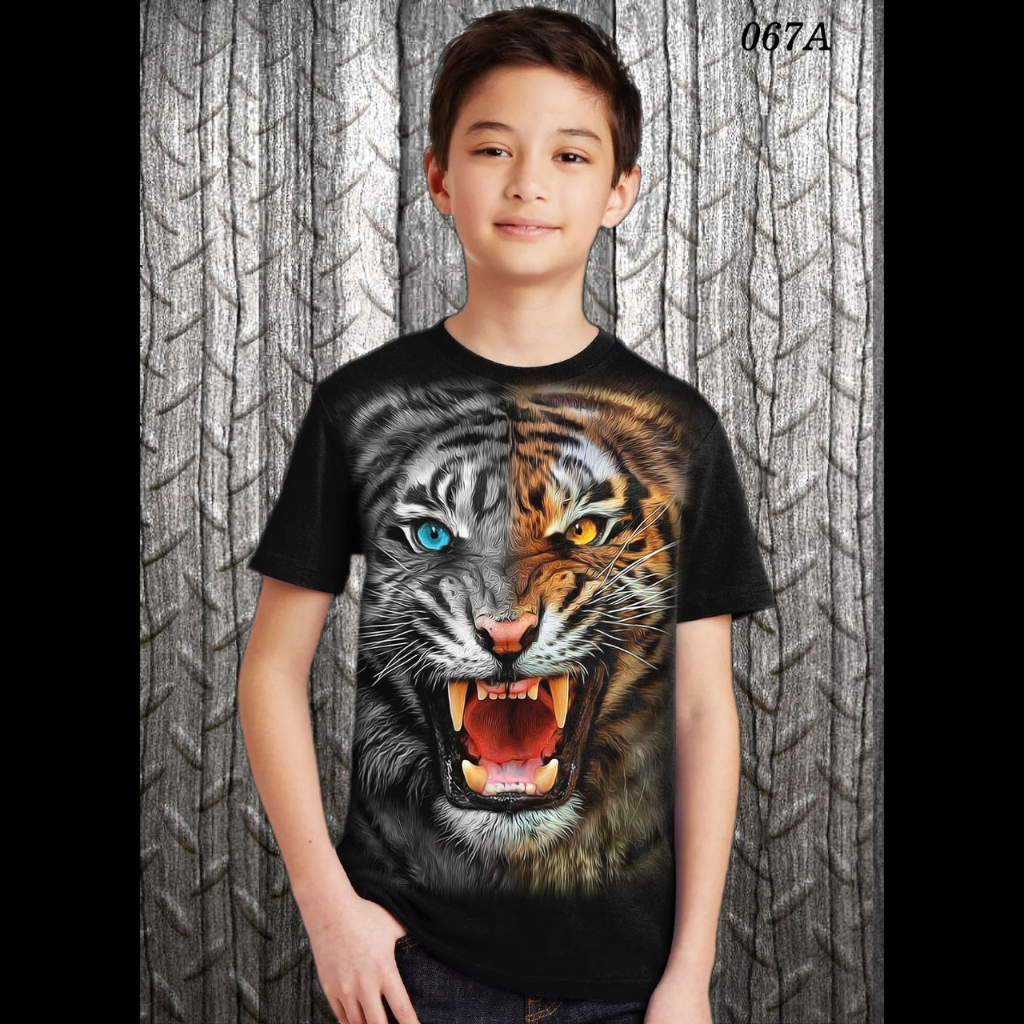 Kaos Distro Anak Umur 5 tahun - 13 tahun Motif Macan Fullprint / kaos anak tanggung / shalch trendy