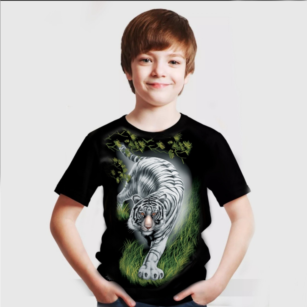 Kaos Distro Anak Umur 5tahun- 13tahun Motif Macan MC10 / kaos anak tanggung / shalch trendy