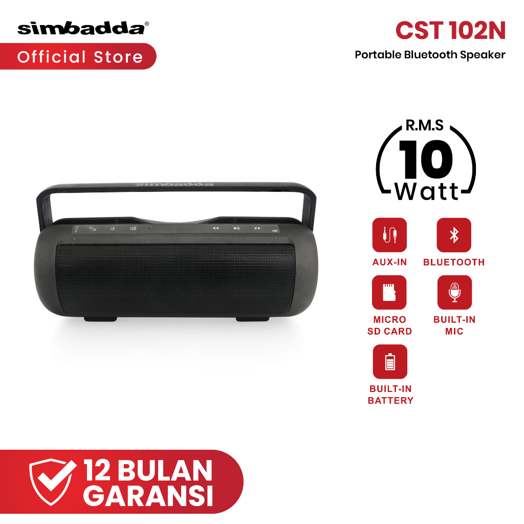 Simbadda CST102N Speaker Bluetooth Portable Bass Kuat Hitam Abu-abu