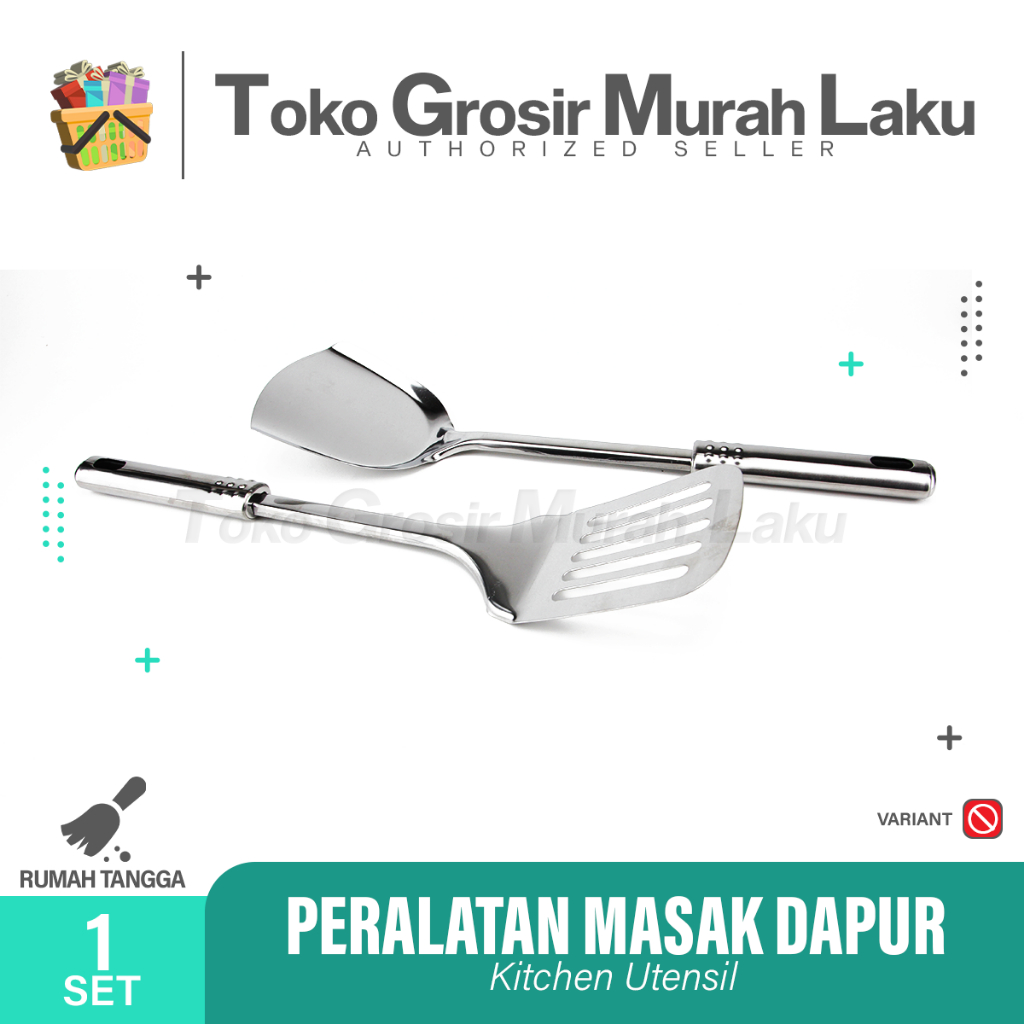 SPATULA STAINLESS STEEL SET GAGANG 4 in 1  PERALATAN MASAK DAPUR TOOLS