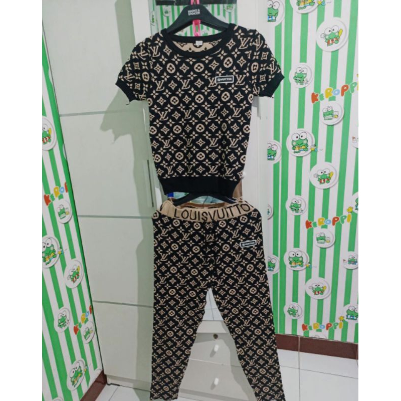 setelan baju rajut import lengan pendek