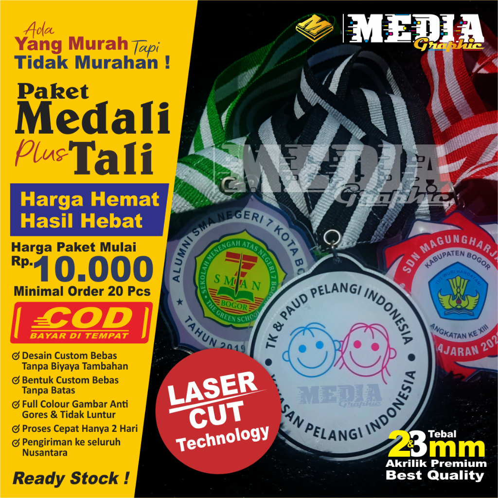 MEDALI AKRILIK / MEDALI PLASTIK / MEDALI CUSTOM / MEDALI MURAH / MEDALI KELULUSAN