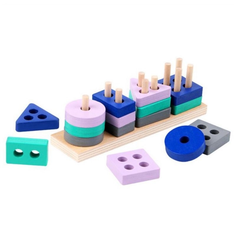 MAINAN EDUKASI PUZZLE KAYU GEOMETRI WOODEN TOYS