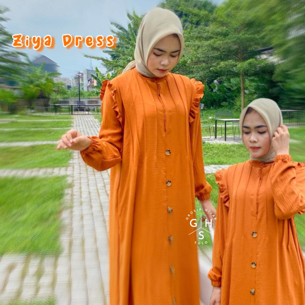 GAMIS MIDI ZIYA MAXI DRESS WANITA BUSUI CRINCLE AIRFLOW PREMIUM (DBY)