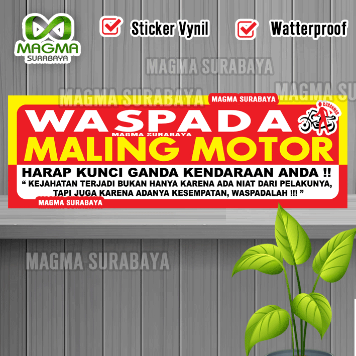 

Stiker Waspada Maling Motor magma surabaya - Hati hati - warning - peringatan