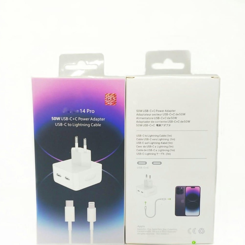 Charger Casan IP 50W DUAL USB C PD free cabel Tipe C To lightning BY.SULTAN