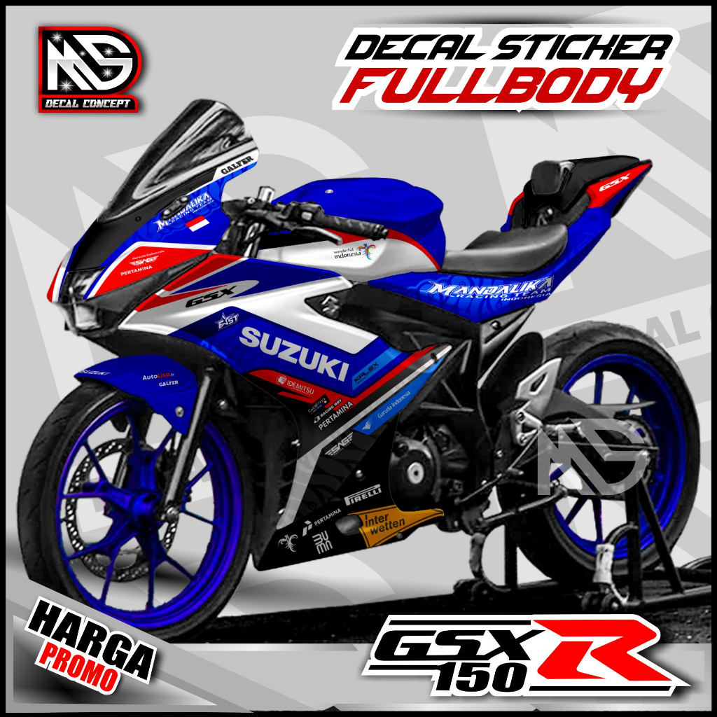BISA COD Dekal Stiker Gsx 150r Fullbody Stiker Variasi Motip Mandalika Racing Untuk Motor Gsx 150r T