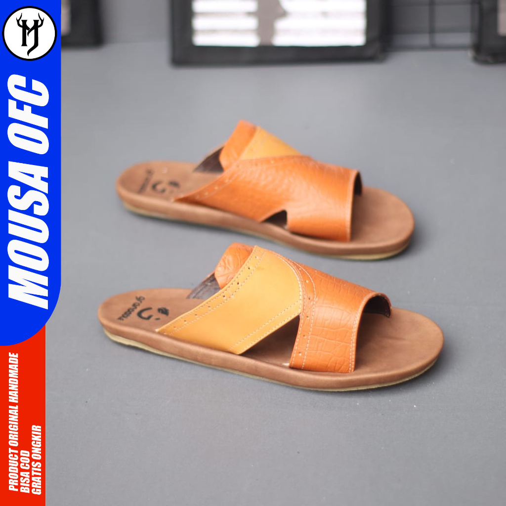 MOUSA TARO - Sandal Slide Kulit Asli Dewasa Slop Pria