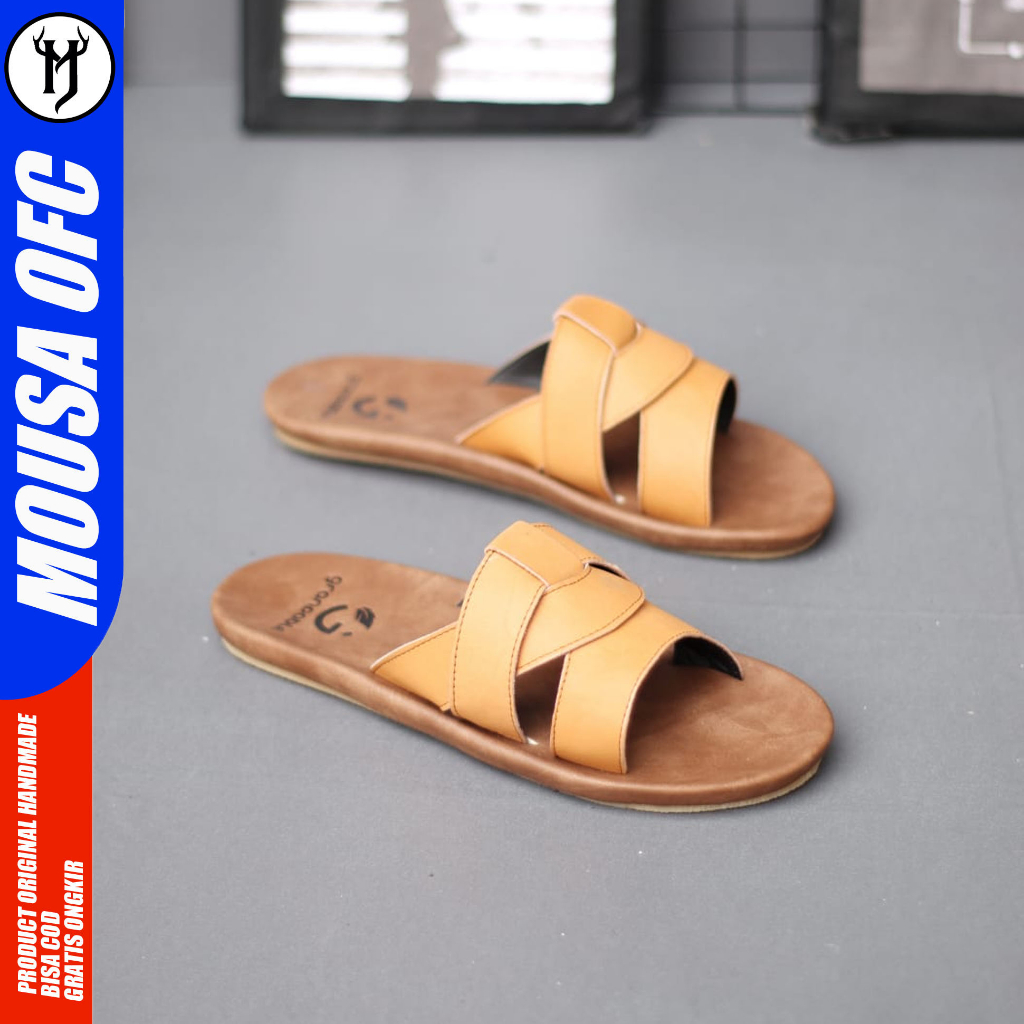 MOUSA TARO - Sandal Slide Kulit Asli Dewasa Slop Pria