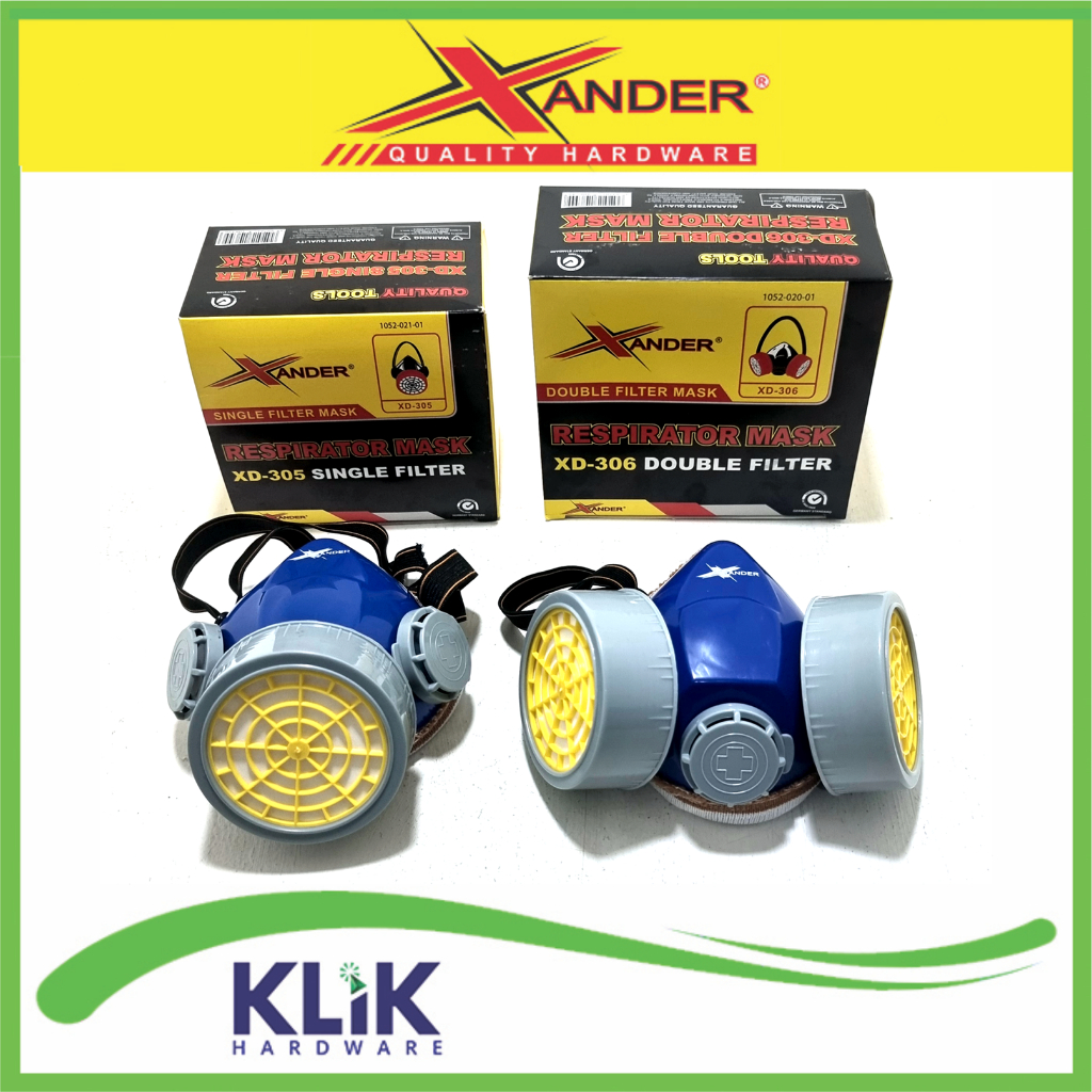 Xander Masker Obat Single Double Filter Tabung Chemical Gas Respirator