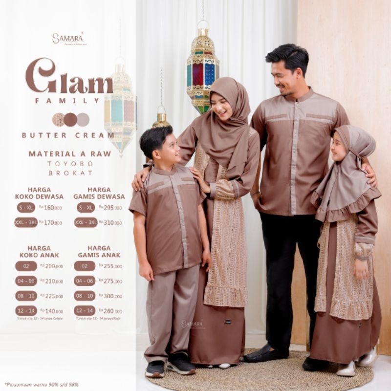 Samara J09 Glam Butter Cream gamis sarimbit keluarga seragam pengajian baju muslim keluarga baju cou