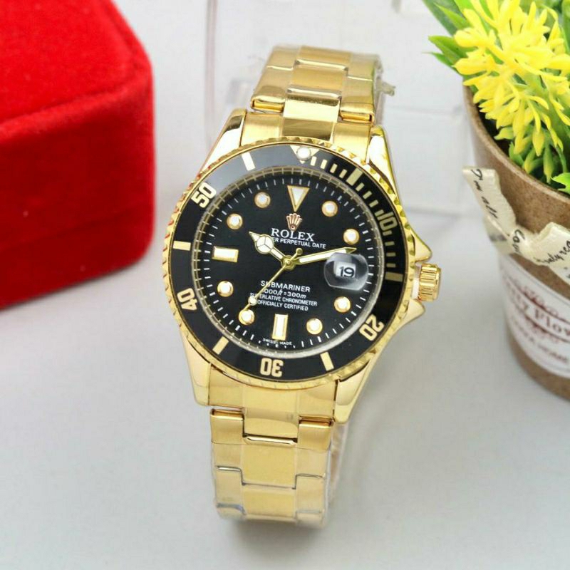 Jam Tangan Pria Rolex Submariner Super Mewah Dan Elegan Warna Hitam Gold - Rolex Submariner