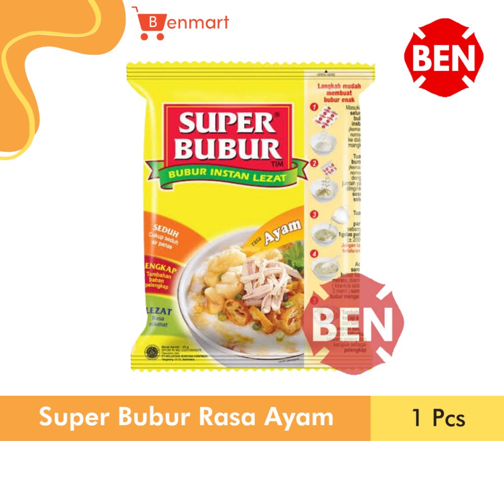 

Super Bubur AYAM Instan Beras Asli Chicken Porridge Instant Besar Dus