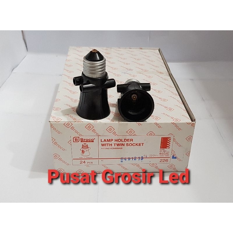PAKET HEMAT 24 PCS (1 BOX ) FITTING KOMBINASI BROCO HITAM E27 SNI