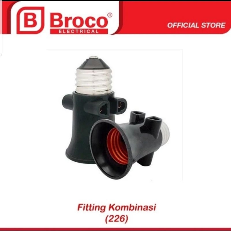PAKET HEMAT 24 PCS (1 BOX ) FITTING KOMBINASI BROCO HITAM E27 SNI