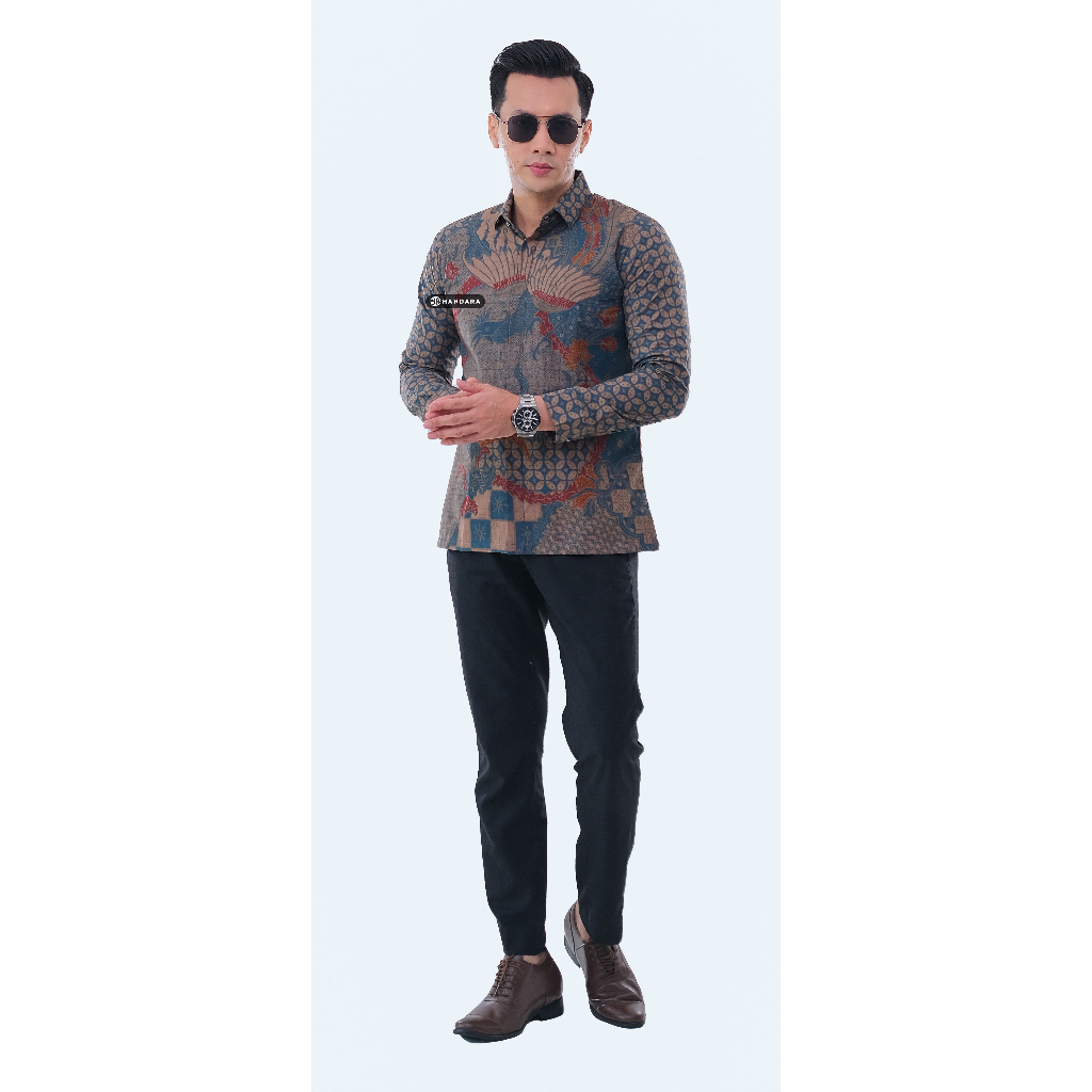 Baju Kemeja Batik Pria Lengan Panjang Slim Fit Premium Modern Full Furing Katun Halus Original Handara Motif Kailash Yasa HB-178