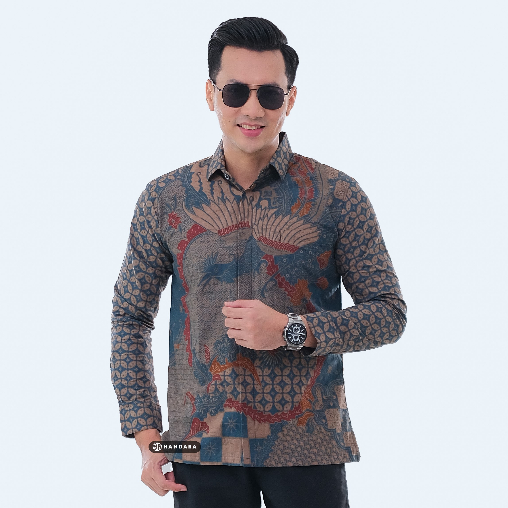 Baju Kemeja Batik Pria Lengan Panjang Slim Fit Premium Modern Full Furing Katun Halus Original Handara Motif Kailash Yasa HB-178