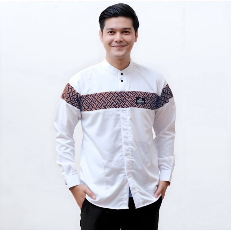 Baju Muslim Pria Dewasa Lengan Panjang Baju Koko Motif Bata Terbaru Size M L XL XXL