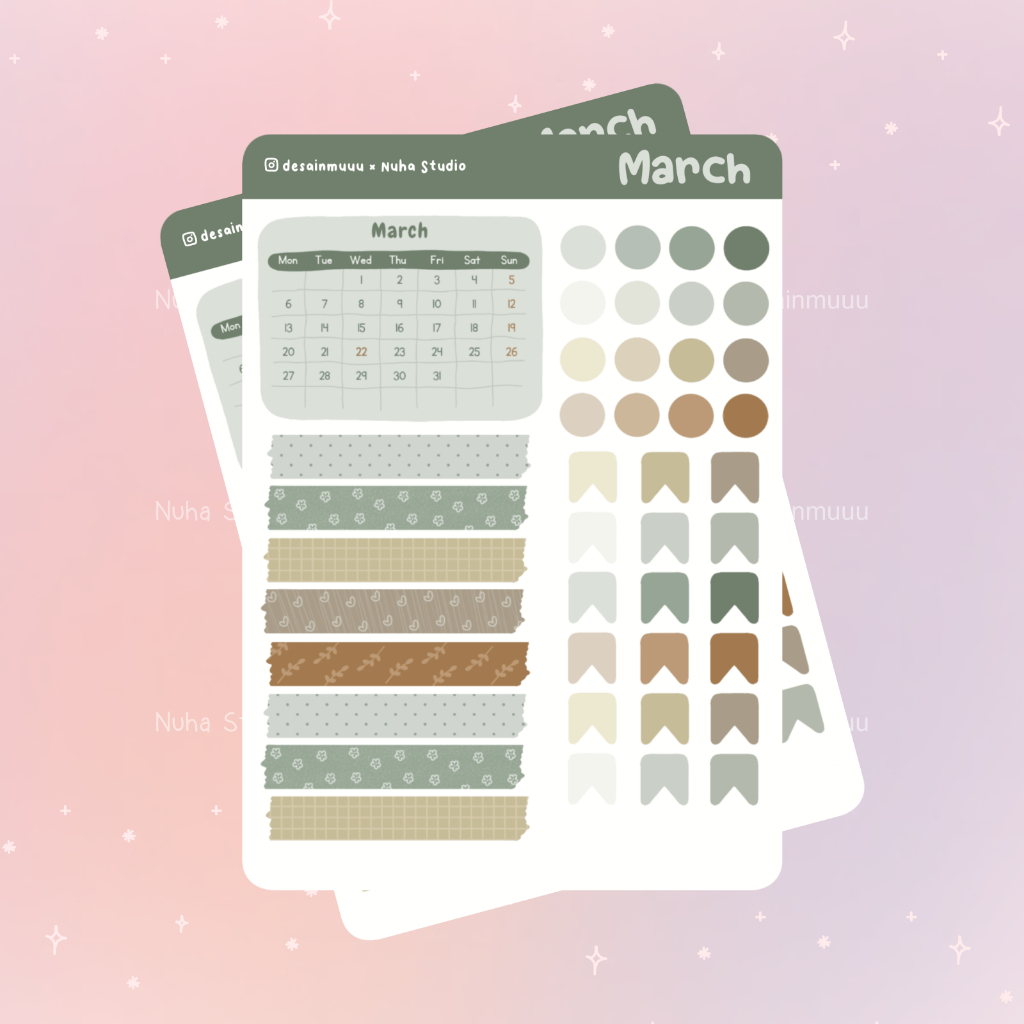 

STICKER by desainmuuu | Calendar Kalender Sticker Bulanan | Aesthetic Sticker Estetik Stiker HP Laptop Botol Cute Waterproof Scrapbook Diary Journal Bujo Anti Air
