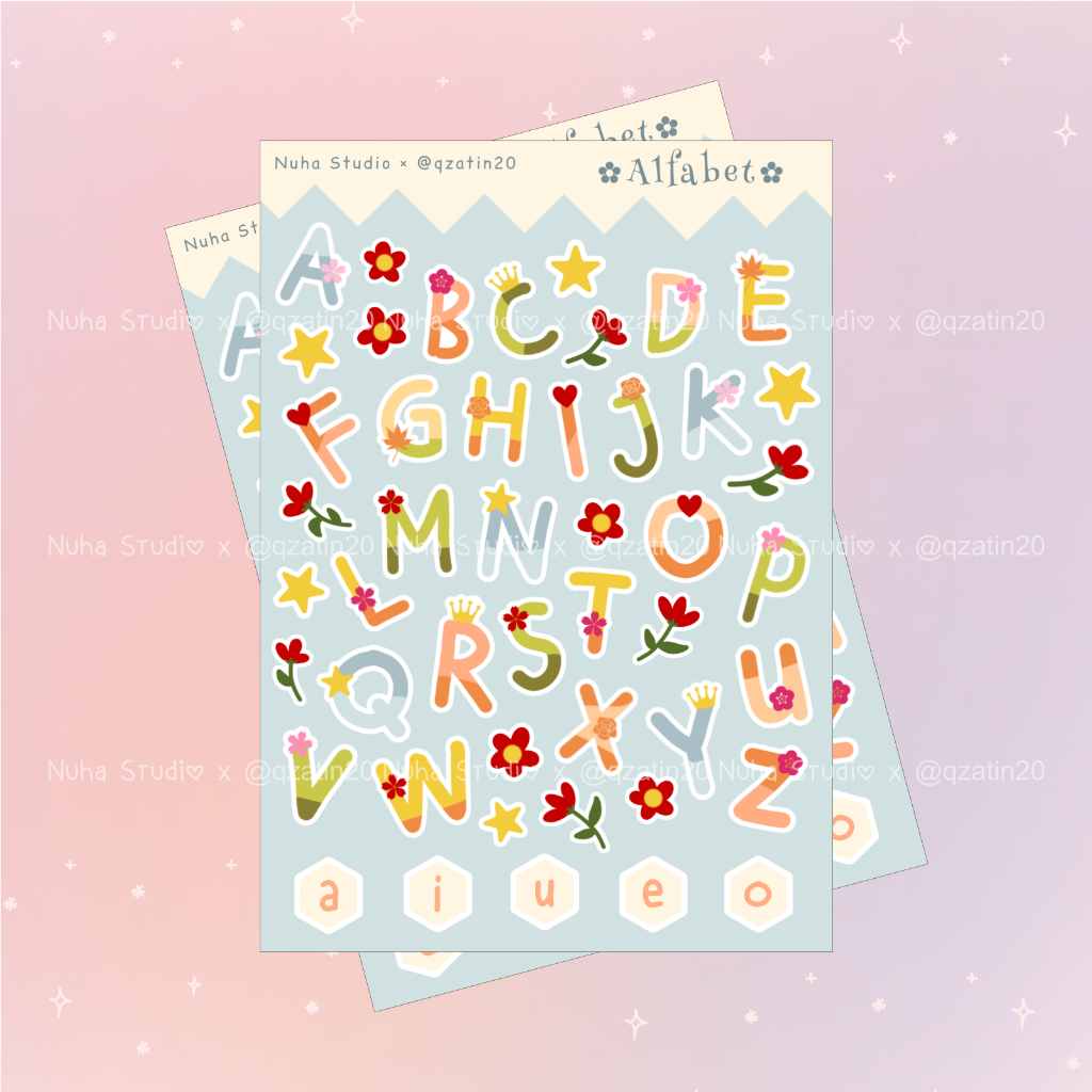 

Sticker by qzatin20 | Alfabet | Aesthetic Sticker Estetik Stiker HP Laptop Botol Cute Waterproof Scrapbook Diary Journal Bujo Anti Air