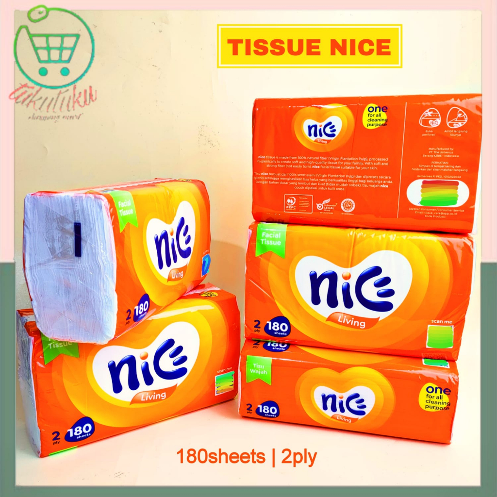 Nice Tissue Facial 180 Sheets - 2 Ply 180's || Nice 180 Sheets