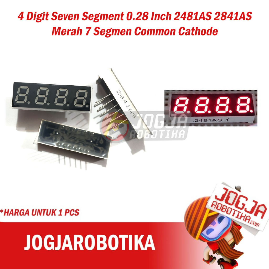 4 Digit Seven Segment 0.28 Inch 2481AS 2841AS Merah 7 Segmen Common Cathode