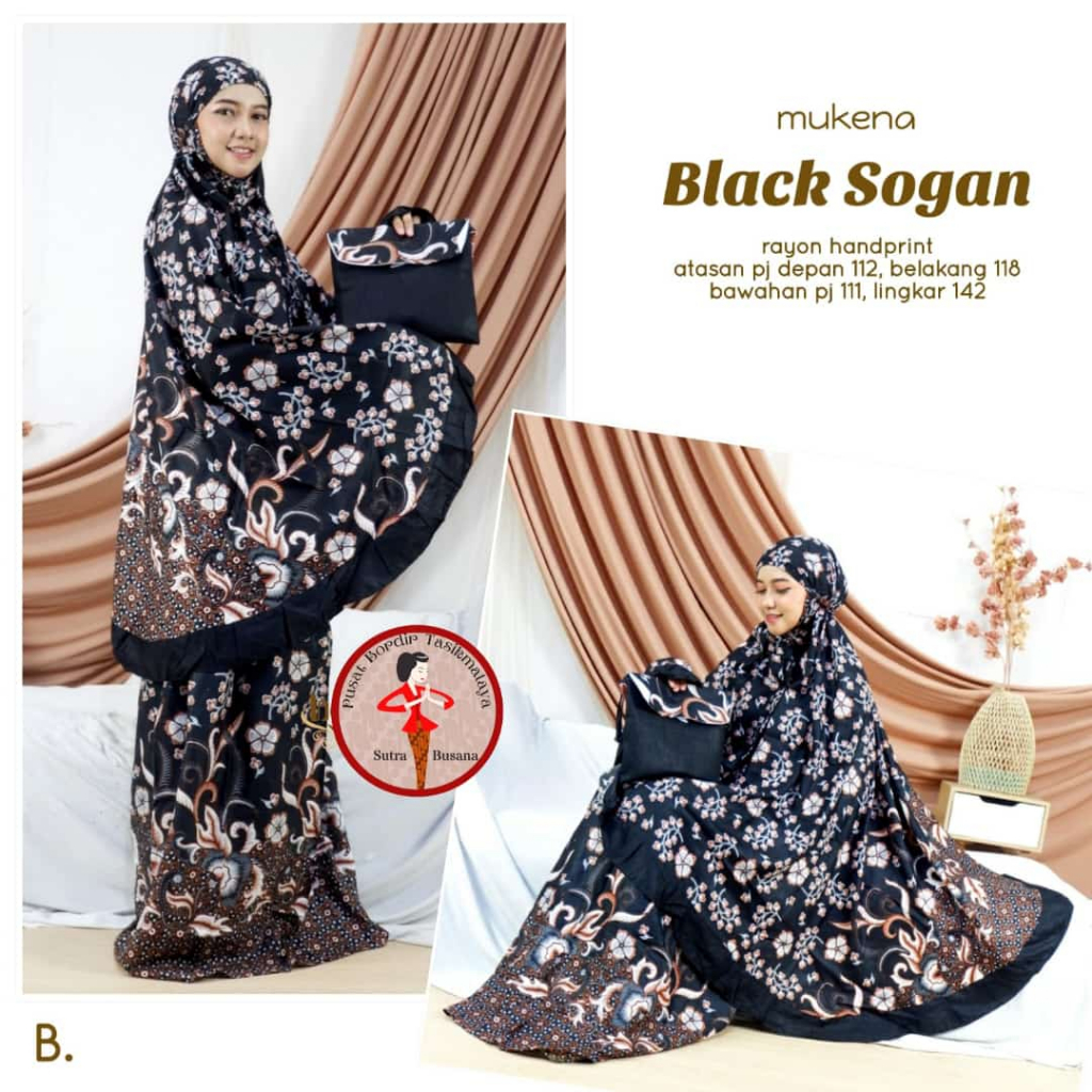 Pusat Bordir Tasikmalaya - Mukena Black Sogan