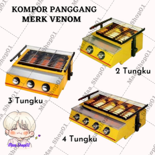 Kompor Panggang Sosis 2 Tungku / 3 Tungku / 4 Tungku / Gas Roaster Kompor / BBQ GRILL