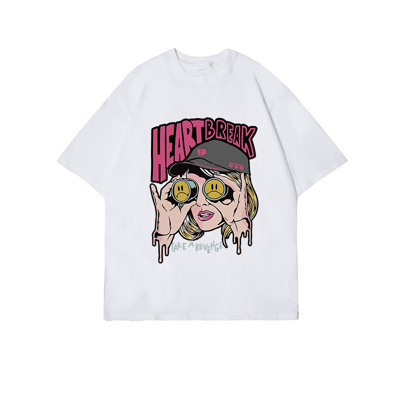 kaos hitam oversize wanita korean style lengan pendek cartoon character graffiti print T-shirt import kekinian kaos hitam